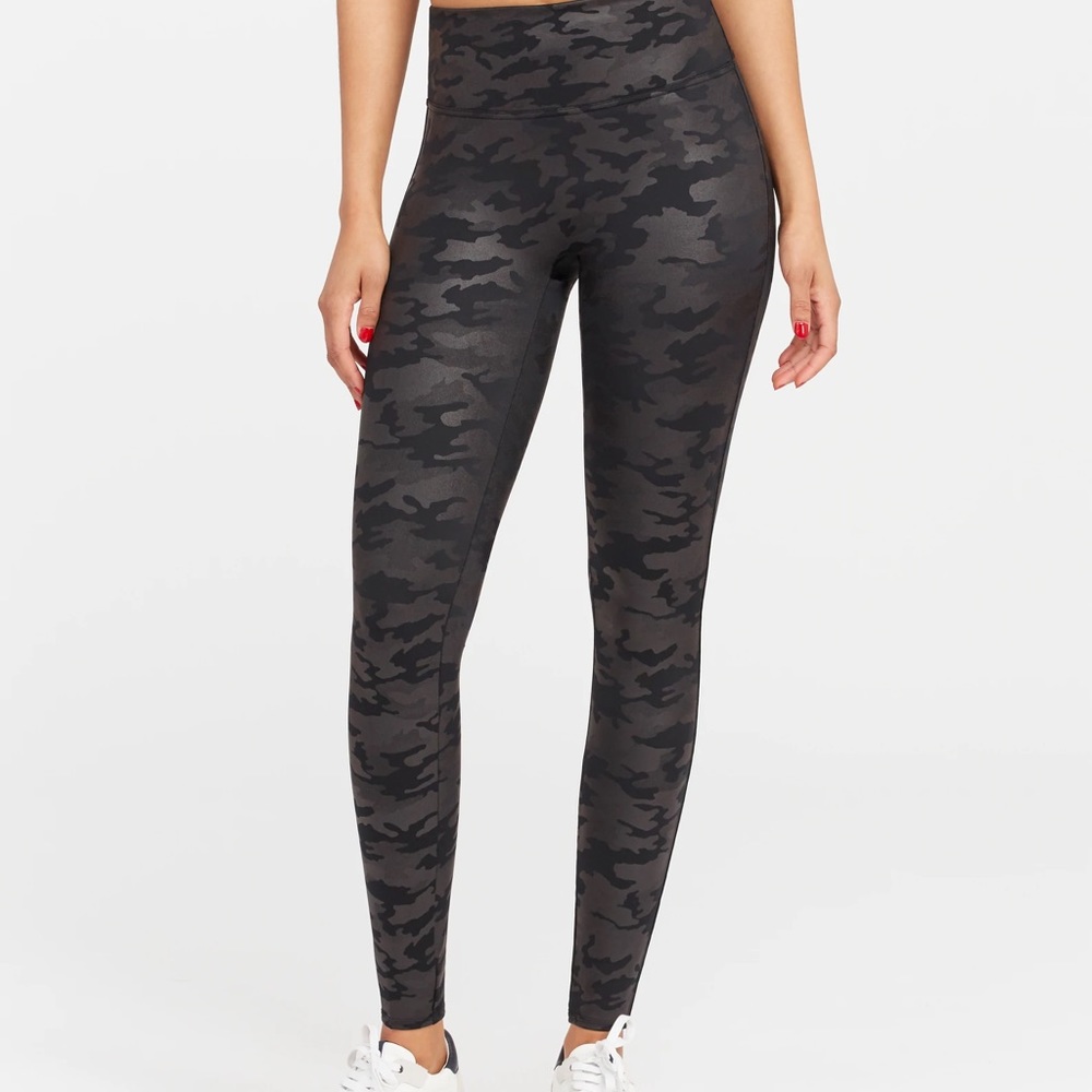 SPANX Faux Leather Camo Leggings